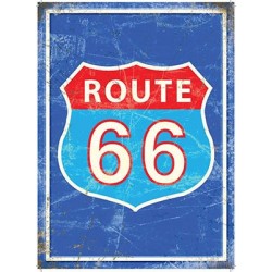 Plaque tôle Route 66 Bleue
